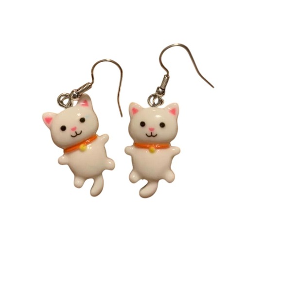 White and orange cat‎ earrings #kawaii - Picture 1 of 1